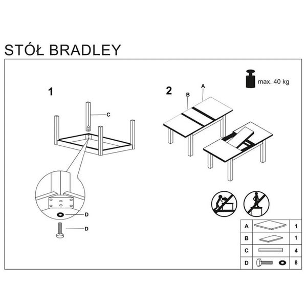 Стіл розкладний Bradley Білий 140(180)х75 см HALMAR opt_3197 фото