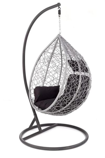 Кресло подвесное кокон EGGY Ротанг Серый/Черный HALMAR opt_346252 фото