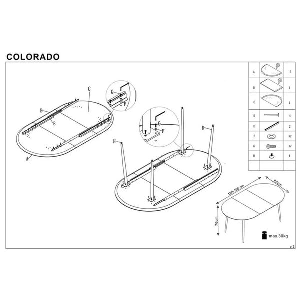 Стіл розкладний Colorado Дуб 120(160)х80 см HALMAR opt_3168 фото