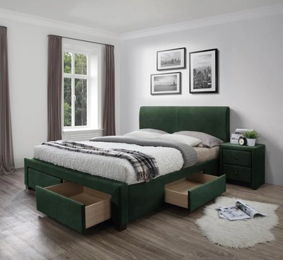 Ліжко Modena 3 Velvet Зелений 160х200 см HALMAR opt_3800 фото